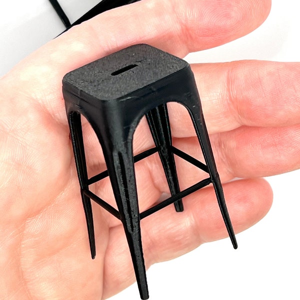 1:12 Miniature Pauchard-Inspired Stool | Dollhouse Miniature Industrial Stool | Modern Mini Designer Stool Decor