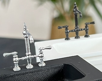 Miniature Dollhouse Bath Faucet | 1:12 Scale Rustic Farmhouse Decor