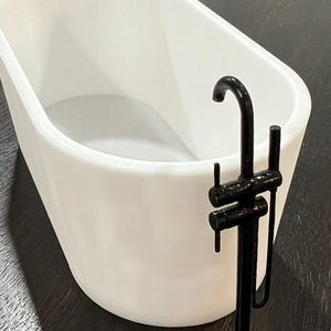 Miniature Dollhouse Bathtub | 1:12 Scale 3D Printed Bath | Oval Tub with Straight Sides | Option to Bundle with Standing Faucet