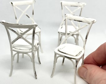 Dollhouse Miniature 1:12 Scale X-Back Chair | Farmhouse Dining or Kitchen Chair | Available Painted or Unfinished for DIY