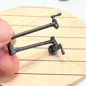 Moveable Dollhouse Miniature Traditional Pot Filler | 1:12 Scale Kitchen Decor | Painted or Unfinished