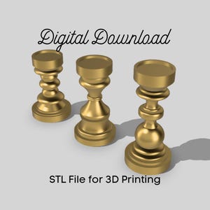 STLファイル - ミニチュアピラーキャンドルホルダー 3Dファイル | 3個セット | 1:12スケールドールハウス | ミニデコレーション | レジン＆FDMプリンター対応