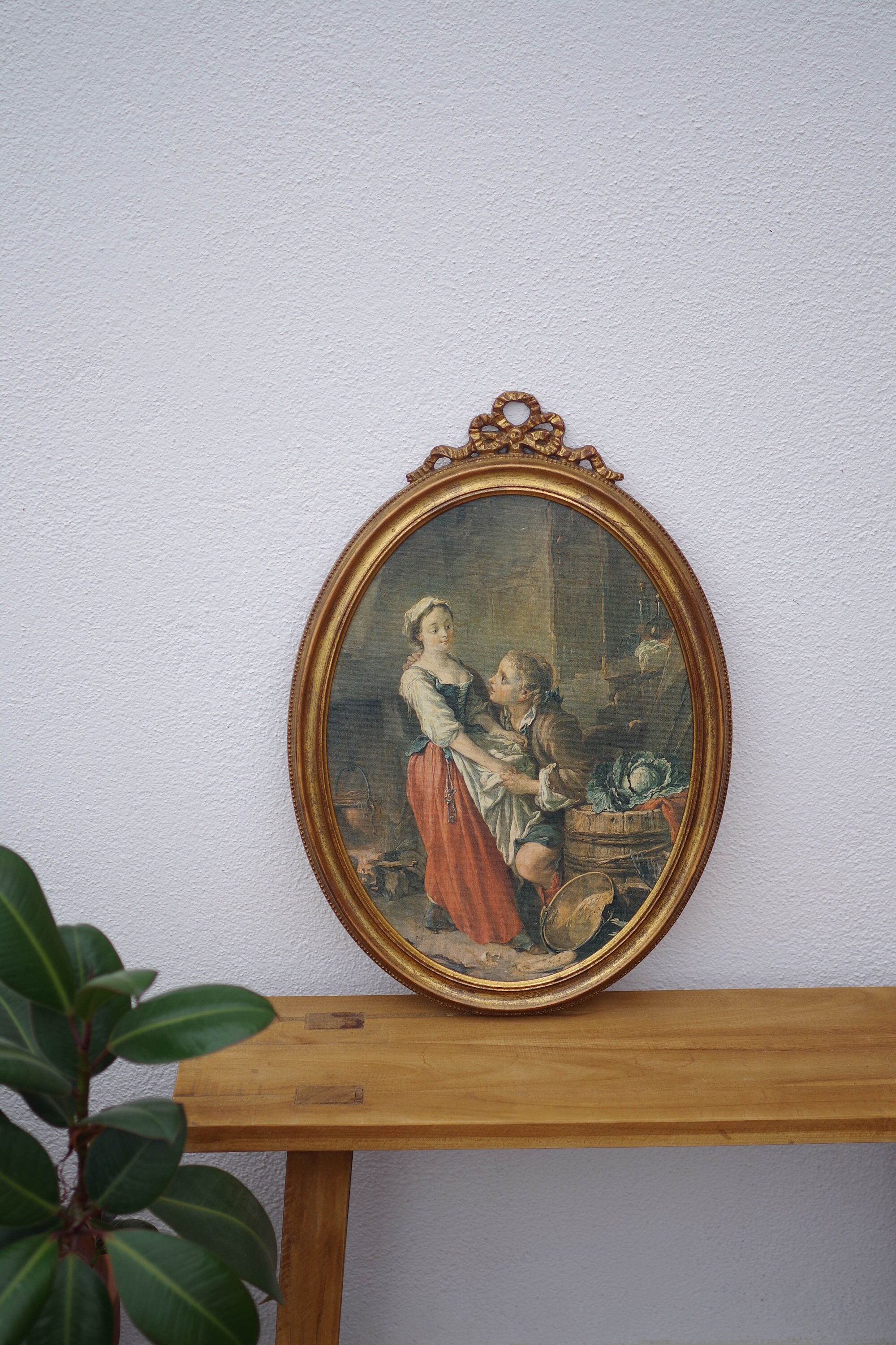 Cadre Ancien Dorée à Accrocher - Décoration d'intérieur Vintage Tableau Décoratif Ovale Murale Rétro