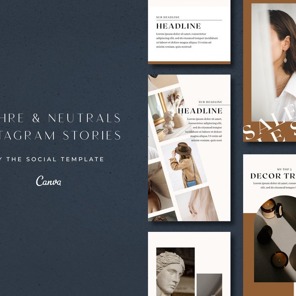 50 Instagram Story Templates for Canva, Instagram Story Templates, Canva Blogger Template| Beige Feed | Elegant