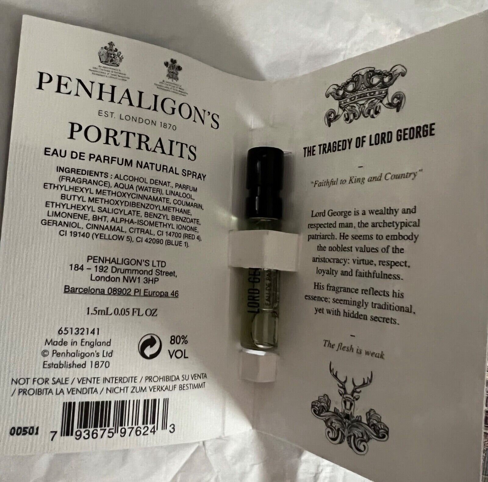 Penhaligon s the Tragedy of Lord George Edp Sample 1.5 Ml New Etsy