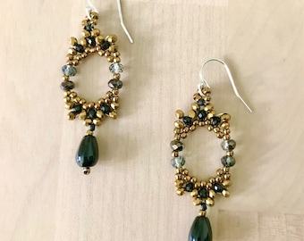 Obsidian Empress Beaded Drop Earrings