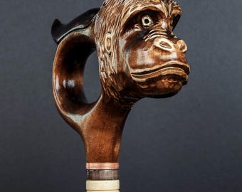 Monkey Walking Cane Hand-Carved Wooden Walking Stick for Men Women Unique Wood Cane Stylish Gift