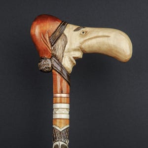 Gnome Wooden Walking Cane for Men and Women - Natural Solid Wood