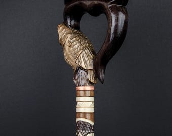 Owl Walking Cane – Wooden Walking Stick for Men Walking Cane for Women, Owl Head Cane for Support and Fashion HandCarved