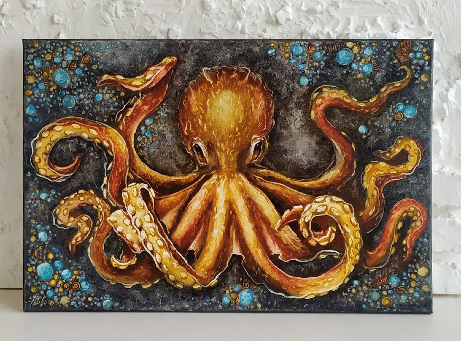 Octopus Oil Painting Seabed Wall Art Octopus Wall Decor | Etsy
