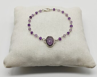 925 silver bracelet with amethysts.