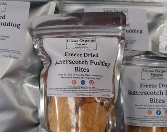 Freeze Dried Butterscotch Pudding Bites - In Mylar Bag (~25yr Shelf-Life) or Clear Mylar (~1yr Shelf-Life) - FREE SHIPPING 35.00+