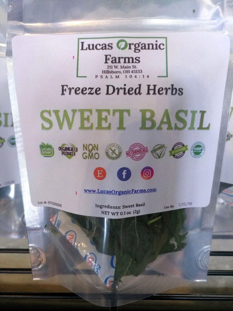 Freeze Dried Organic Basil & Sweet Basil-organically Grown-locally ...
