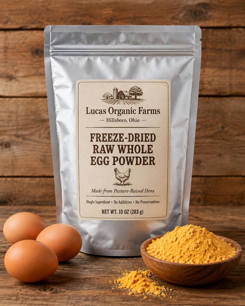 Bulk Value Freeze-Dried Raw Whole Egg Powder | 10 oz Mylar Bags | Pasture-Raised Hens | Non-GMO Feed | Food Storage image 1