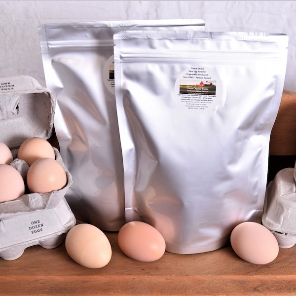 Bulk Discount - Freeze Dried Organic Raw Egg Powder (Whole Egg) - Pasture Raised - Non-GMO - In Mylar Bag (~25yr Shelf Life) - FREE SHIPPING