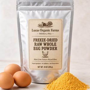 Bulk Value Freeze-Dried Raw Whole Egg Powder | 10 oz Mylar Bags | Pasture-Raised Hens | Non-GMO Feed | Food Storage image 2