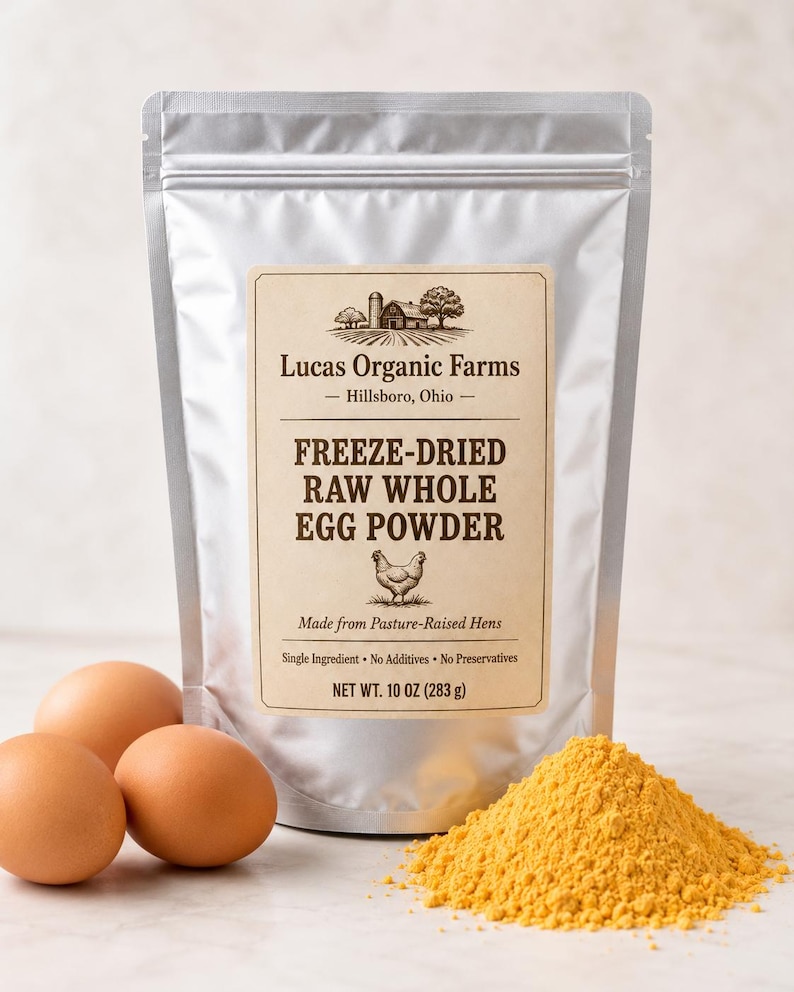 Bulk Value Freeze-Dried Raw Whole Egg Powder | 10 oz Mylar Bags | Pasture-Raised Hens | Non-GMO Feed | Food Storage image 2