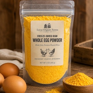 Freeze-Dried Raw Whole Egg Powder | Pasture-Raised Hens Fed Non-GMO Feed | Baking, Cooking & Food Storage