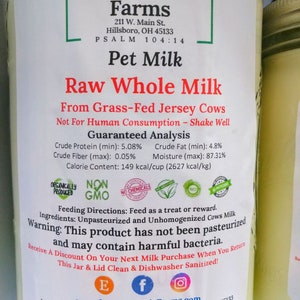 Freeze Dried Grass-Fed, WHOLE, Organic Raw Cows Milk Powder-Non-GMO-Not For Human Consumption Per Gov Regulations-Pet Milk-35.00 Ships Free image 2