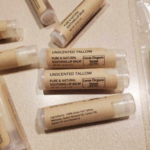 Unscented Tallow Soothing Lip Balm - Pure & Natural