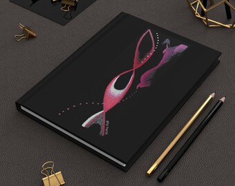 Diario de tapa dura mate con chakra raíz, cuaderno de escritura creativa, Art-Channelled de Far Fractal, diario de meditación, regalo de atención plena