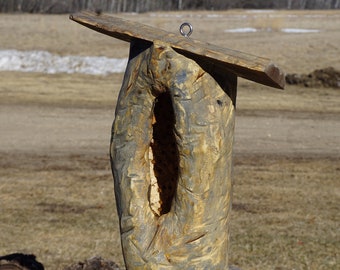 Bird House Outdoor Handmade | Birdhouse | Bird House | Large Birdhouse | Functional Birdhouse | Oak Nesting Box | Live Edge Log House