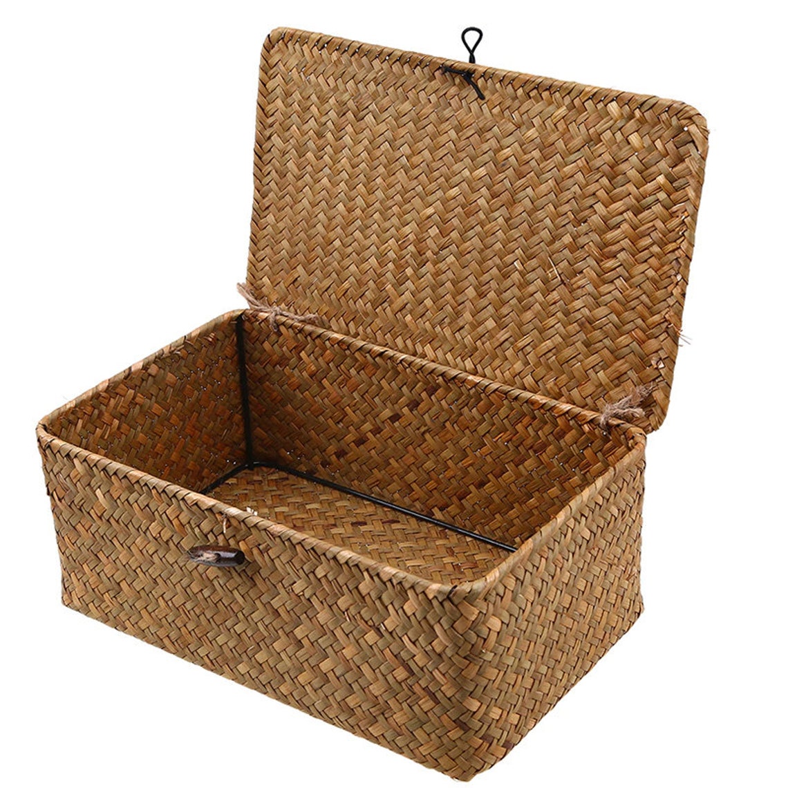 Straw Baskets Big Size Straw Box With Lids Seagrass Box Etsy