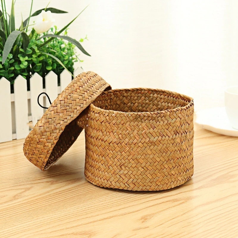Seagrass Basket With Lid Woven Basket Wicker Basket With Lid Seagrass