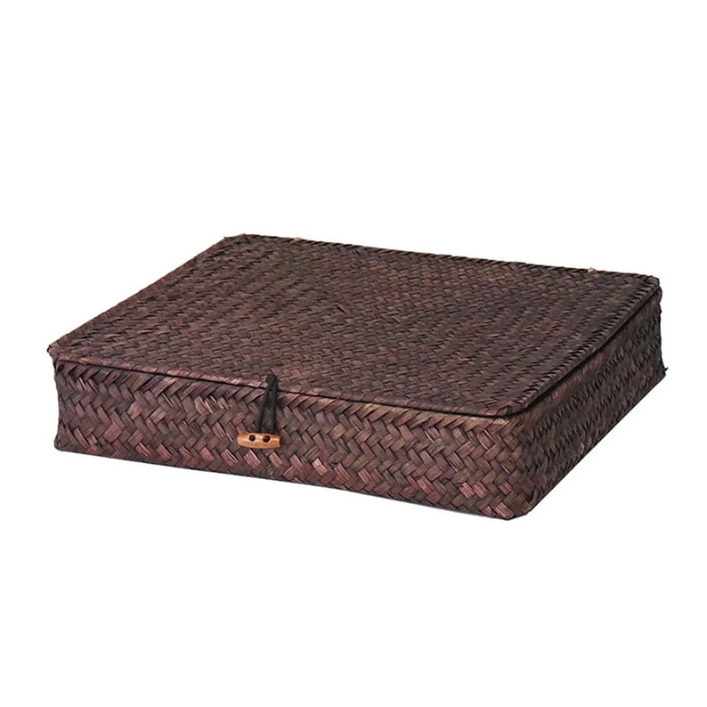 Straw Basket With Lids Straw Woven Box With Lids Seagrass Etsy