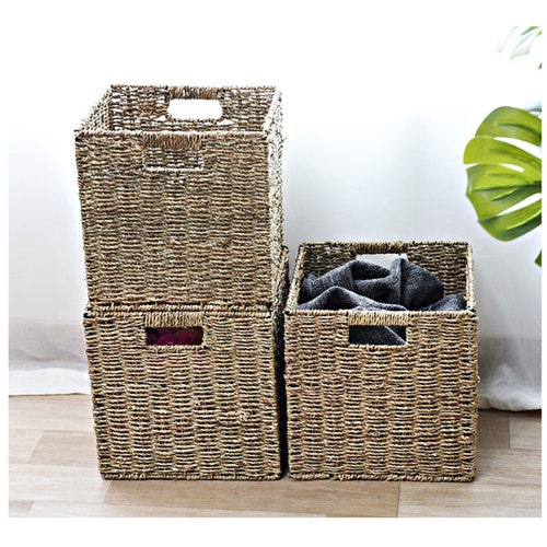 Wicker Shelf Basket Storage Basket Storage Box Utility Etsy