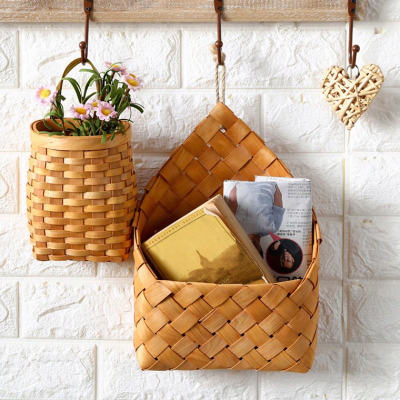 Wall Hanging Wicker Bamboo Basket Flower Basket Wall Hanging Etsy UK