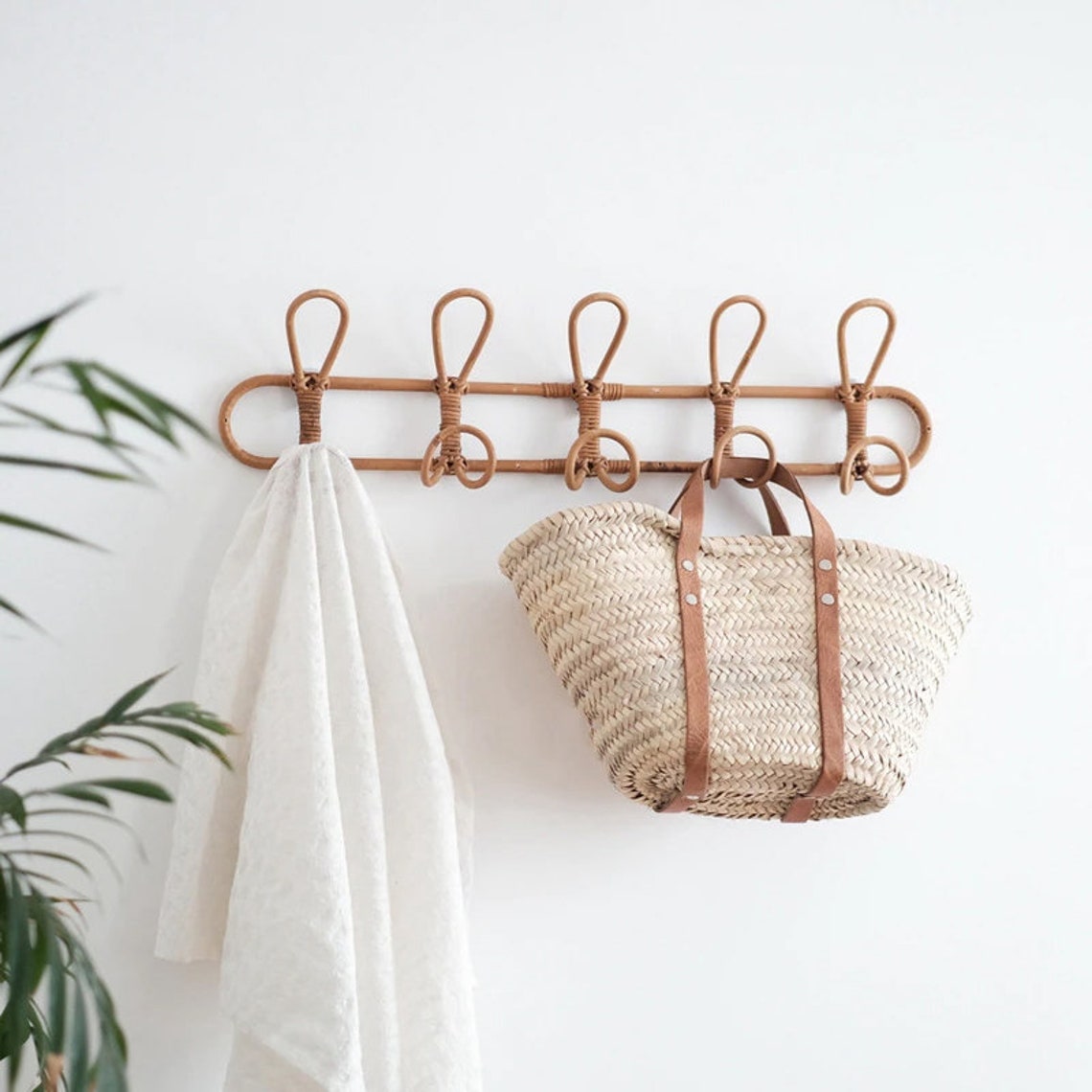 Natural Rattan Wall Hanging Hooks Handmade Wall Hooks Etsy UK