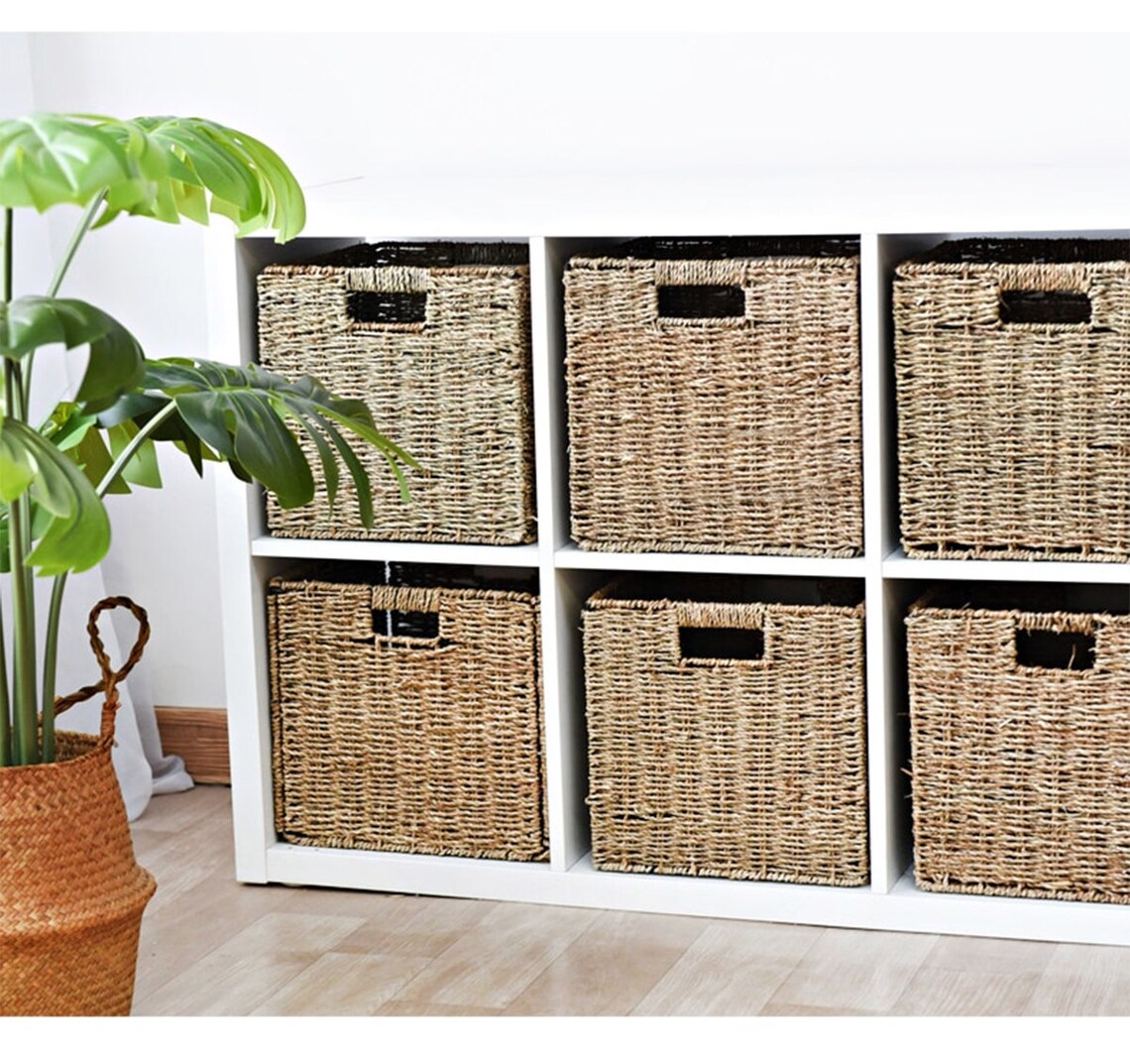 Wicker Shelf Basket Storage Basket Storage Box Utility Etsy