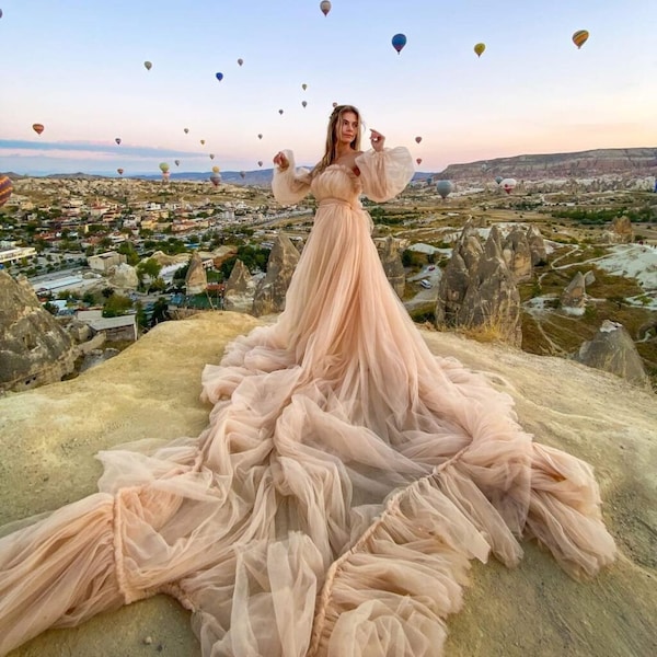 long flying dresses | flying dress for photoshoot | long train dress |photoshoot dress |flowy dress |satin dress | santorini flying dress
