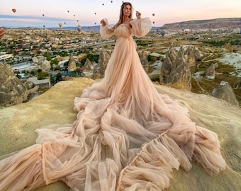 long flying dresses | flying dress for photoshoot | long train dress |photoshoot dress |flowy dress |satin dress | santorini flying dress