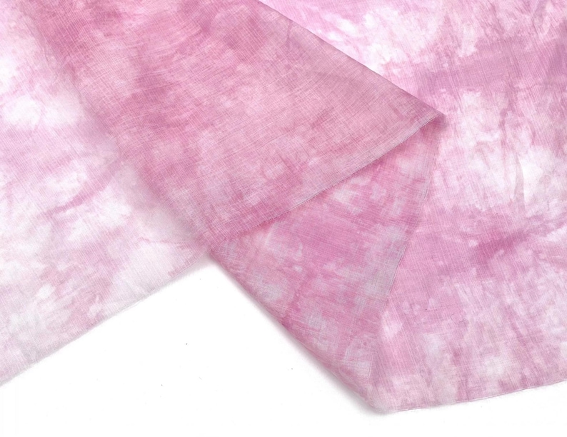 Tie-Dye Silk Linen Semi-Sheer Fabric - Breathable 5-Color Clothing Fabric - Special Gift for Mom image 13