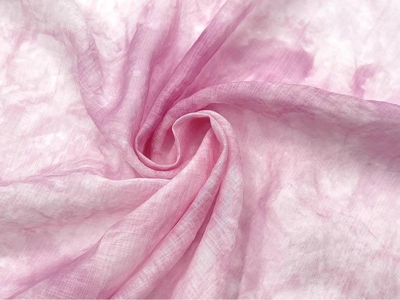 Tie-Dye Silk Linen Semi-Sheer Fabric - Breathable 5-Color Clothing Fabric - Special Gift for Mom image 11