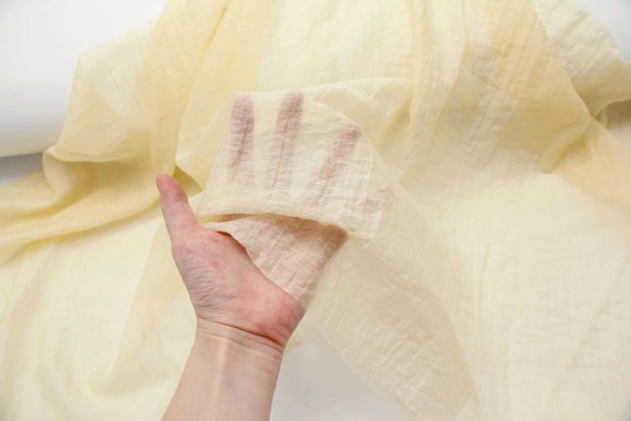 Crinkle Polyester Fabric: Soft Yellow Lilac Semi‑Sheer Drape