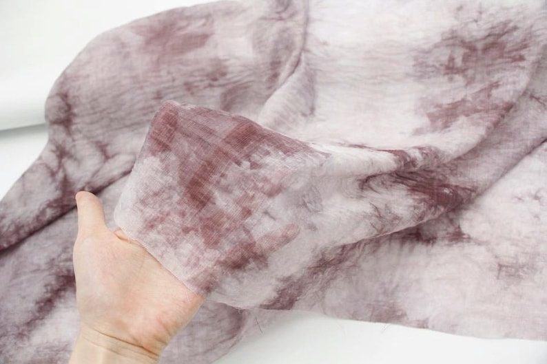 Tie-Dye Silk Linen Semi-Sheer Fabric - Breathable 5-Color Clothing Fabric - Special Gift for Mom image 14