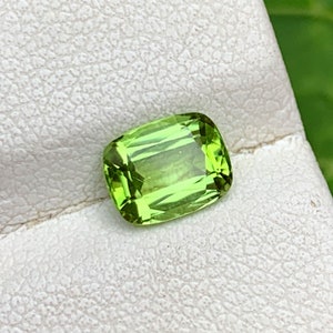 Peridot Cut Stone for Engagement Ring , Genuine Cushion Cut Apple Green Peridot Gemstone , August Birthstone , 1.20 Cts