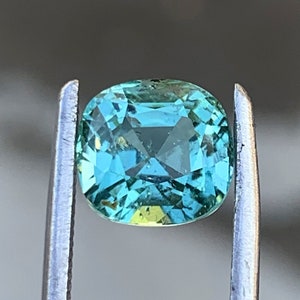 Sea Foam Blue Color Tourmaline Gemstone For Sale , Cushion Cut Tourmaline , 2.20 CT