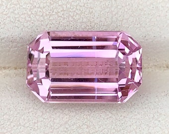 Natural Pink Kunzite Loose Gemstone , Emerald Shape Kunzite , Fine Cut For Jewelry , October Birthstone , 11 CT