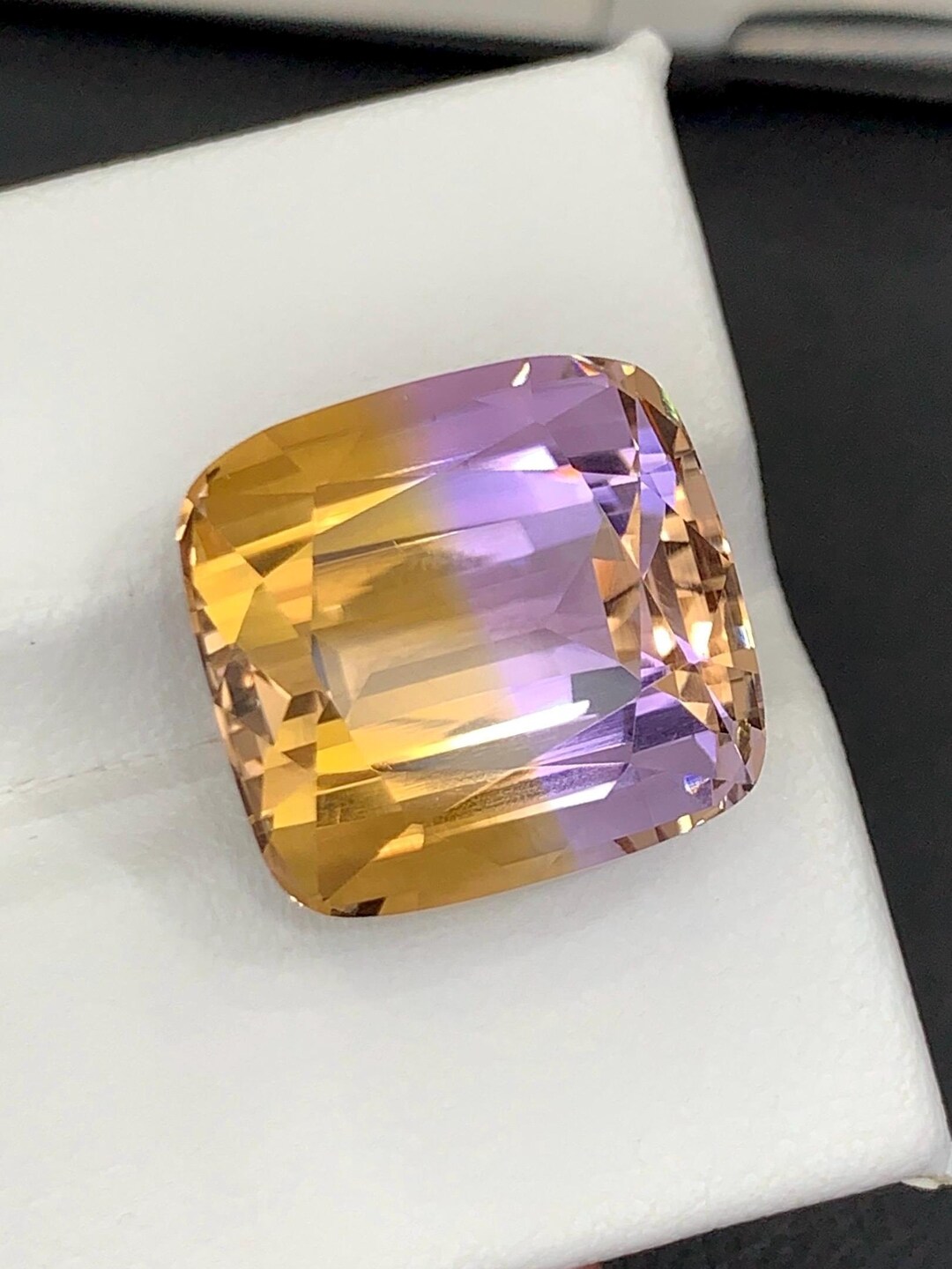 Rich Color Cushion Cut Bolivian Ametrine Gemstone : 15.05 CT Purple and ...