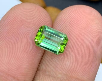 Emerald Cut Bluish Green Tourmaline Gemstone: 1.90 CT Afghani Gem