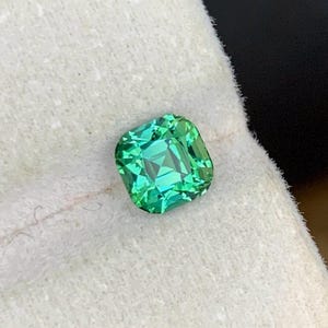 Saturated Bluish Green Tourmaline Gemstone For Ring Making , Cushion Cut Lustrous Afghani Tourmaline Cut Stone 1.70 CT