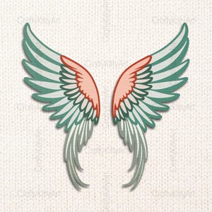 Angel wings Svg. 3d layer SVG PNG DXF cięcie papieru, cięcie laserowe, cięcie sklejki, Cricut, Silhouette, Glowforge. Memorial. Bird wings. Wall decor