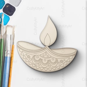 Diwali Kerze Bundle. Digitales SVG, PNG, DXF-Datei, laser-fertige Dateien, Papier, Sperrholz, schneiden, Papierschnitt, Lasercut. Diwali-Kerzen färben Kunsthandwerk