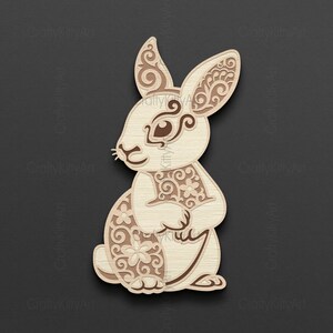 Hase Laser svg. 3D Multilayer Laserschnitt. Layer SVG PNG DXF Dateien für Laserschneiden, Sperrholz schneiden, Papier schneiden. Mandala Tier Design.