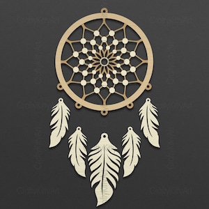 Acchiappasogni laser 3d Svg. Acchiappasogni laser Svg. File SVG PNG DXF a strati, Taglio laser, Taglio compensato, Taglio carta. Disegno mandala.