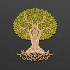 Árvore da Vida laser Svg. Corte a laser multicamadas 3D. Camada SVG PNG DXF arquivos Corte a laser, Corte de madeira compensada, Corte de papel. Meditação Namaste.